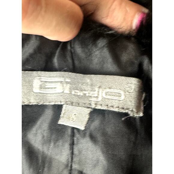 Vtg Gi & Jo Black Down Fill Fur Trim Lightweight Embroidered Jacket Women's S - Picture 6 of 8